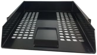 A4 Letter Trays, 3-Tier Stackable Document Organiser, Plastic Desktop Filing System, BLACK