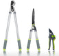 Updated 3PCS Garden Shears Set with 72cm Tree Loppers Heavy Duty, 58cm Professional Heavy Duty Hedge Clippers, 20cm Sharp Pruning Shears as Tree & Shrub Care Kit，Chops Thick High Branch Ease