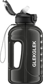 2 Litre Water Bottle with Straw, BPA Free Large Drinks Bottle for Gym, Office, Outdoors Sport (Black)