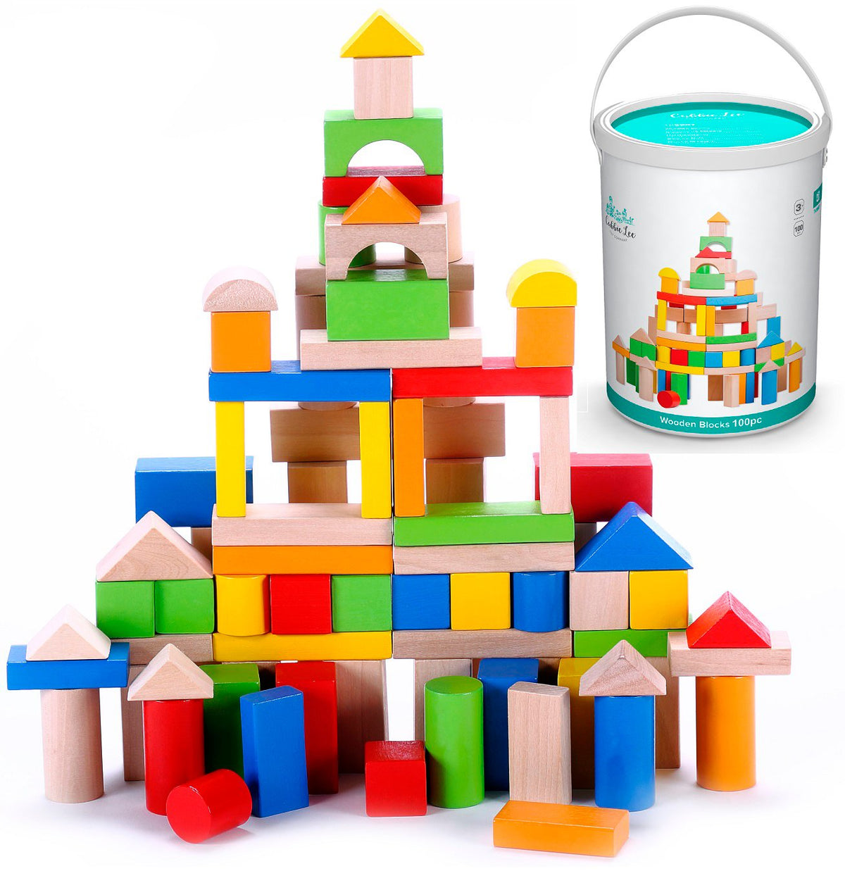 Classic Wooden Building Blocks Set (100 pcs)