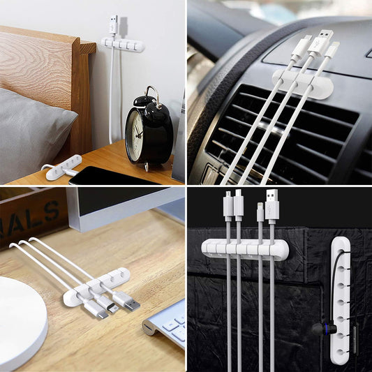 SOULWIT Cable Holder Clips, 3-Pack Cable Management Cord Organiser Clips Adhesive Organizer for USB Charging Cable Mouse Wire PC Office Home
