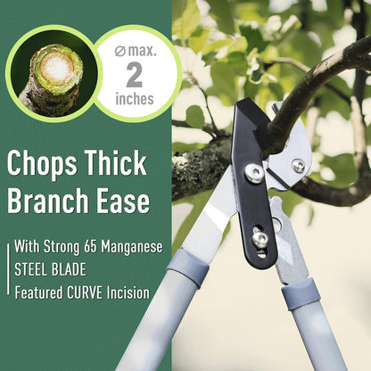 Updated 3PCS Garden Shears Set with 72cm Tree Loppers Heavy Duty, 58cm Professional Heavy Duty Hedge Clippers, 20cm Sharp Pruning Shears as Tree & Shrub Care Kit，Chops Thick High Branch Ease