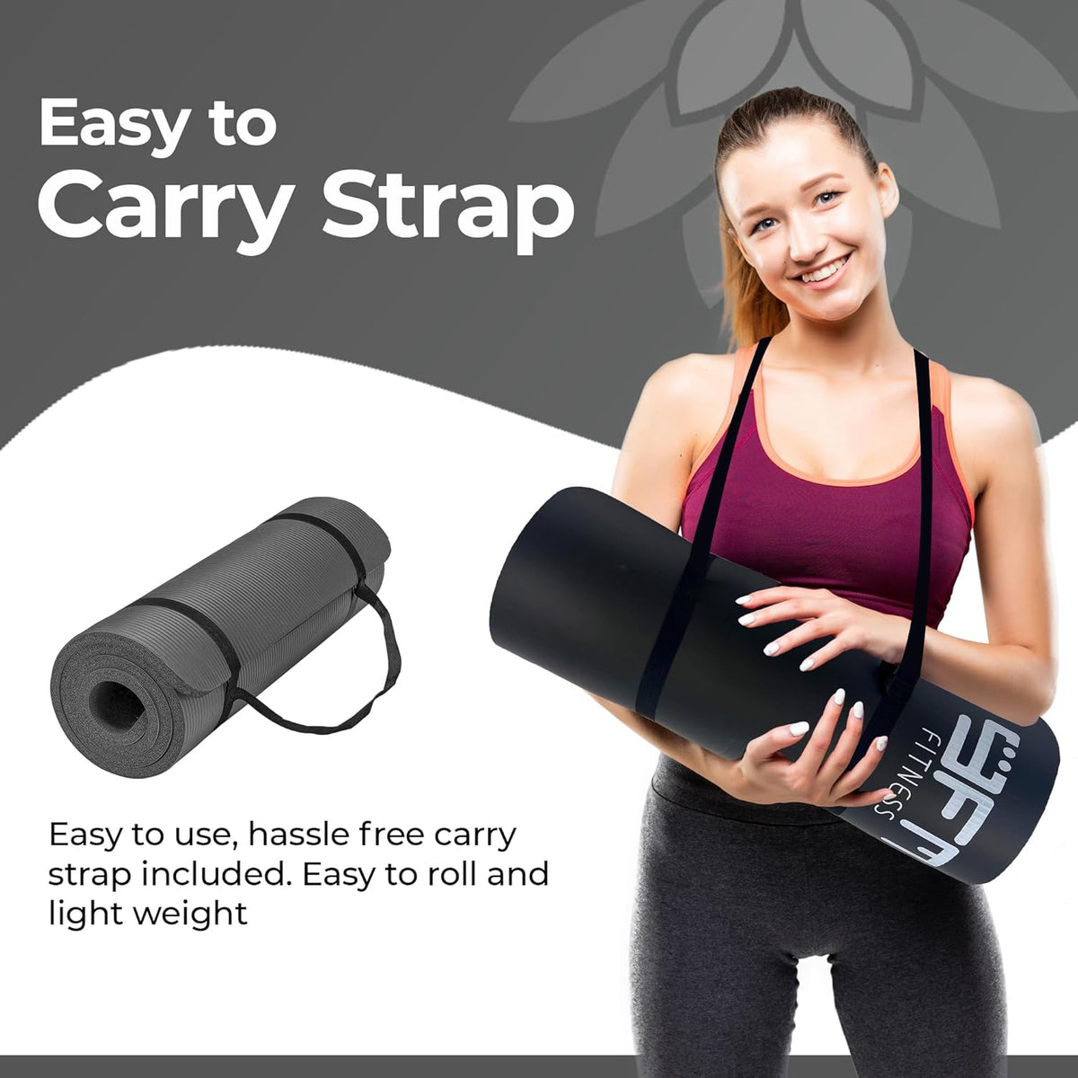 Non-Slip Yoga Mat with Carry Strap